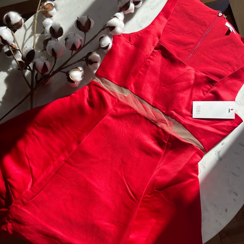 Tobi - HAVEN MESH BABYDOLL DRESS IN RED, M - Picture 2 of 7